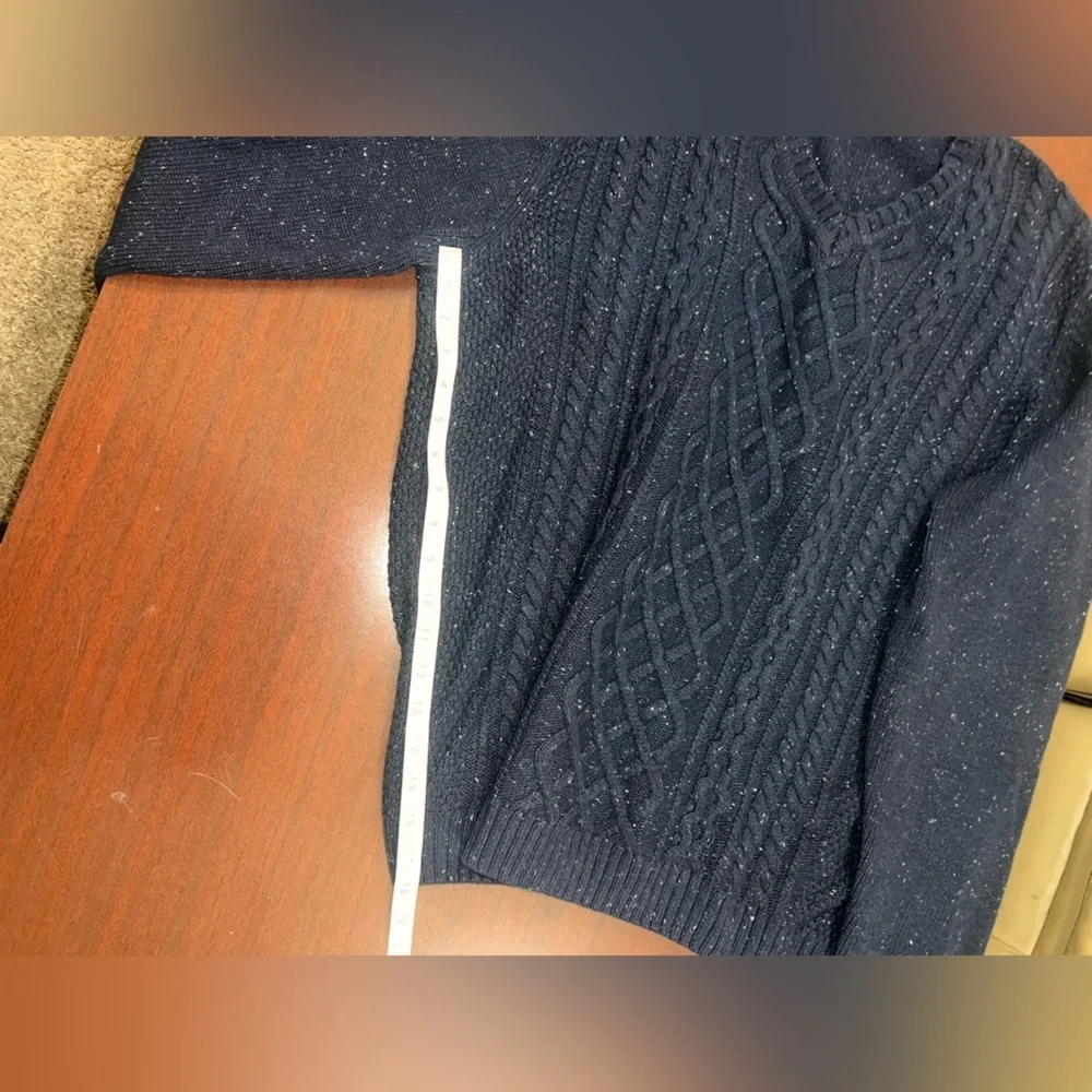 Roundtree & Yorke Navy Speckled Cable Knit Sweater